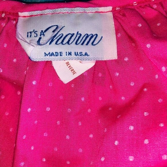 Vintage 80s Womens Housecoat Robe 2XL Pink White Polka Dot Short Sleeve - Picture 6 of 8